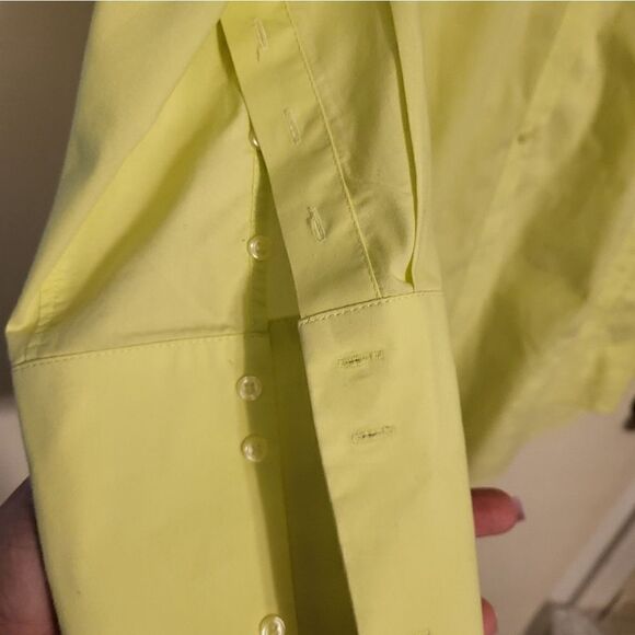 Chico's Lemon Yellow Button Up Blouse With Pockets, Chico's Size 1 (M, 8) - Picture 4 of 6